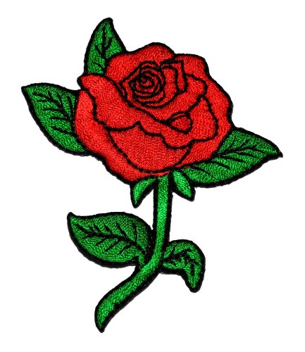 0888122257256 - RED ROSE DIY APPLIQUE EMBROIDERED SEW IRON ON PATCH RO-02