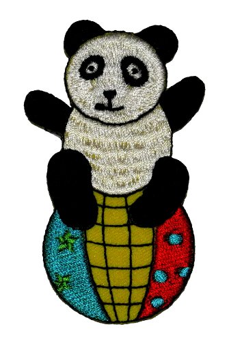 0888122266913 - FUNNY CUTE PANDA ON THE BALL DIY APPLIQUE EMBROIDERED SEW IRON ON PATCH