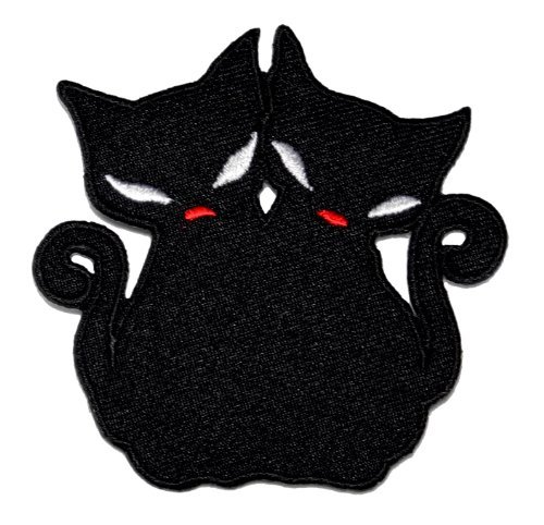 0888122267040 - TWIN BLACK CAT DIY EMBROIDERED SEW IRON ON PATCH
