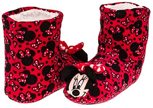 0888133050884 - DISNEY MINNIE MOUSE GIRL'S SLIPPER BOOTIE, X-LARGE (JUNIOR SIZES 9-10) - RED