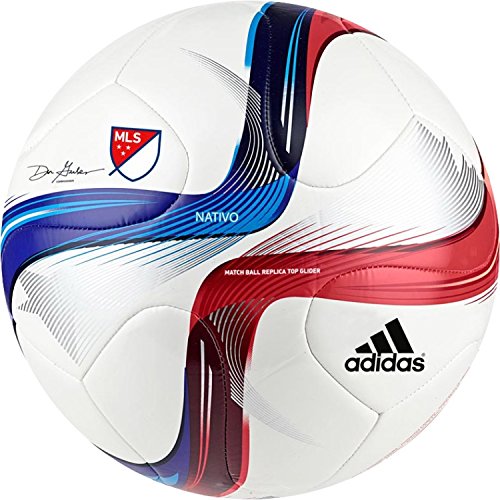 0888168909102 - ADIDAS PERFORMANCE 2015 MLS TOP GLIDER SOCCER BALL, WHITE/POWER RED/SOLAR BLUE, SIZE 4