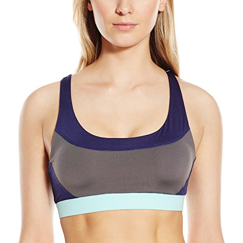 0888208157173 - FLEX WOMEN'S WIREFREE SPORTS BRA WITH KEYHOLE RACERBACK DETAIL, CHARCOAL/NAVY/BLUELIGHT, LARGE