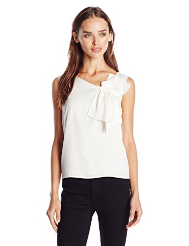 0888246521349 - MILLY WOMEN'S STRETCH SILK CREPE SLEEVELESS ORIGAMI BOW SHELL TOP, IVORY, 4
