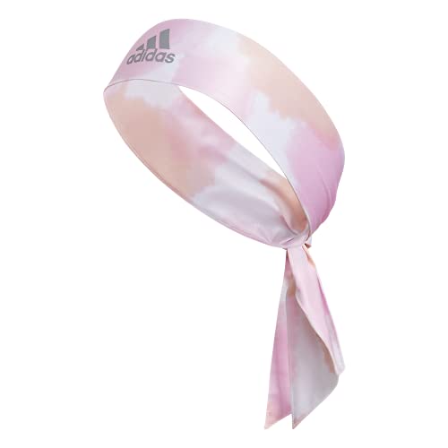 0888254121746 - ADIDAS ALPHASKIN TIE HEADBAND, FROST PINK - VAPOUR PINK COLOR WASH/GREY, ONE SIZE