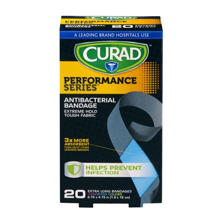 0888277181987 - CURAD PERFORMANCE SERIES ANTIBACTERIAL BANDAGES, ASSORTED COLORS, EXTRA LONG, 0.