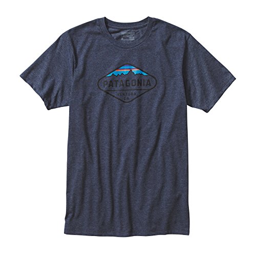 0888336749455 - PATAGONIA MENS FITZ ROY CREST COTTON/POLY T-SHIRT (MD, NAVY BLUE)