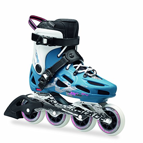 0888341224879 - ROLLERBLADE MAXXUM 84 PERFORMANCE SKATE WITH 84MM WHEELS & SG9 BEARINGS, PETROL BLUE/WHITE, US SIZE 10