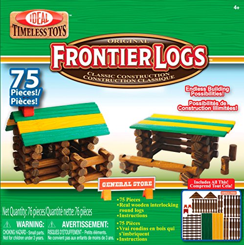 0888357767636 - IDEAL FRONTIER LOGS CLASSIC ALL WOOD 75-PIECE CONSTRUCTION SET