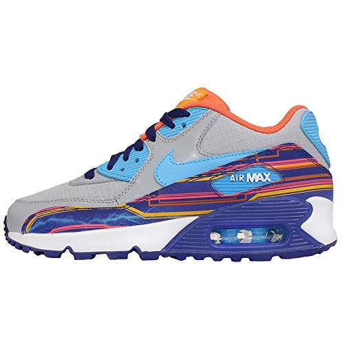 0888409961197 - NIKE KID'S AIR MAX 90 PREM MESH GS, WOLF GREY/CLEARWATER-UNIVERSITY GOLD-ELC, YOUTH SIZE 4.5