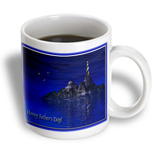 0888414026027 - - BEVERLY TURNER FATHERS DAY DESIGN AND PHOTOGRAPHY - BLUE OCEAN LIGHTHOUSE HAPPY FATHERS DAY 3D - 15 OZ MUG