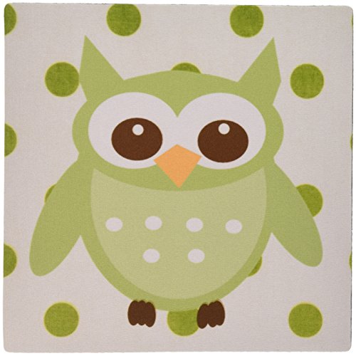 0888414244285 - 3DROSE LLC 8 X 8 X 0.25 INCHES MOUSE PAD, CUTE MINTY GREEN OWL ON GREEN N' WHITE