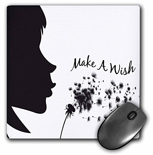 0888414268212 - 3DROSE LLC 8 X 8 X 0.25 INCHES MOUSE PAD, MAKE A WISH SILHOUETTE GIRL BLOWING DANDELION INSPIRATIONAL NATURE DESIGN (MP_119103_1)