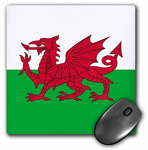 0888414295089 - 3DROSE 8 X 8 X 0 25 INCHES FLAG OF WALES WELSH RED DRAGON ON WHITE AND GREEN Y DDRAIG GOCHC UNITED KINGDOM GREAT BRITAIN MOUSE PAD (MP_158289_1)