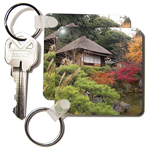 0888414314902 - 3DROSE ASIA, JAPAN, KYOTO, TEA HOUSE AND JAPANESE GARDEN-AS15 STE0147 - SHIN TERADA - KEY CHAINS, 2.25 X 4.5 INCHES, SET OF 2 (KC_72741_1)