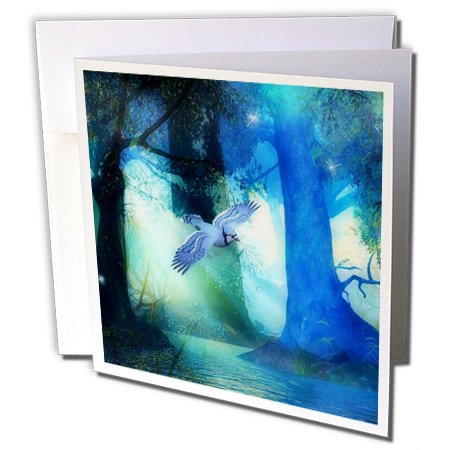 0888414341939 - 3DROSE BLUE JAY FOREST MAGICAL FOREST AND A BEAUTIFUL BLUE JAY - GREETING CARDS, 6 X 6 INCHES, SET OF 6 (GC_52239_1)