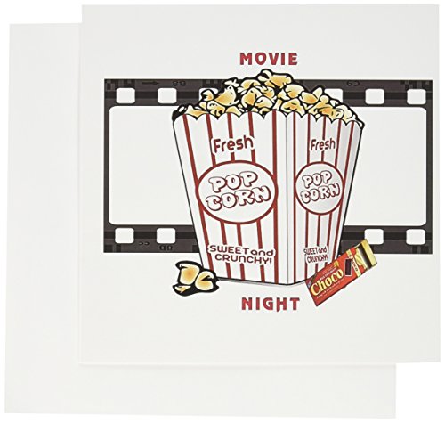 0888414350597 - 3DROSE MOVIE NIGH WITH CHOC BAR N POPCORN - GREETING CARDS, 6 X 6 INCHES, SET OF 6 (GC_109494_1)