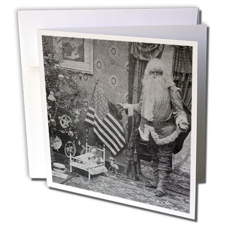 0888414363450 - SCENES FROM THE PAST VINTAGE STEREOVIEW - PATRIOTIC SANTA VINTAGE CHRISTMAS GRAYSCALE - 12 GREETING CARDS WITH ENVELOPES (GC_6745_2)