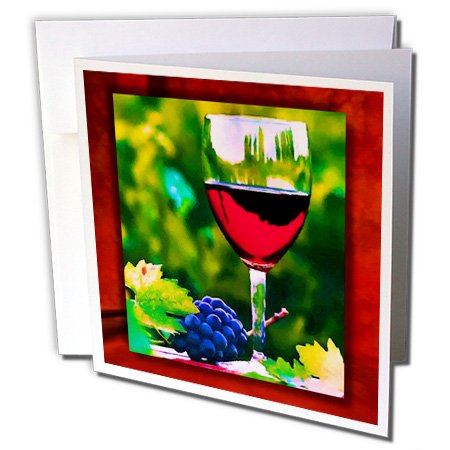 0888414370762 - 3DROSE RED WINE IN THE VINEYARD - GREETING CARDS, 6 X 6 INCHES, SET OF 12 (GC_25854_2)