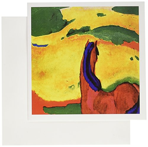0888414421648 - 3DROSE SET OF 12 GREETING CARDS, PHOTO OF GERMAN CUBISM PAINTER FRANZ MARC HORSE IN A LANDSCAPE (GC_100506_2)