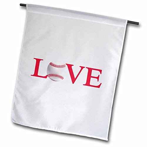 0888414450037 - 3DROSE FL_180462_1 LOVE BASEBALL-RED TEXT WITH WHITE BASE BALL O-SPORT TYPOGRAPHY GARDEN FLAG, 12 BY 18-INCH