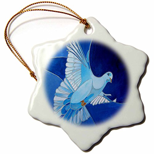 0888414542510 - 3DROSE ORN_128459_1 DOVE THE PEACE DOVE IS A COMMON CHRISTIAN SYMBOL OF THE HOLY SPIRIT. SNOWFLAKE ORNAMENT, PORCELAIN, 3-INCH