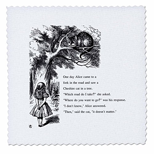 0888414552922 - 3DROSE QS_193782_1 WHICH ROAD DO I TAKE CHESHIRE CAT ALICE IN WONDERLAND-JOHN TENNIEL-QUILT SQUARE, 10 BY 10-INCH