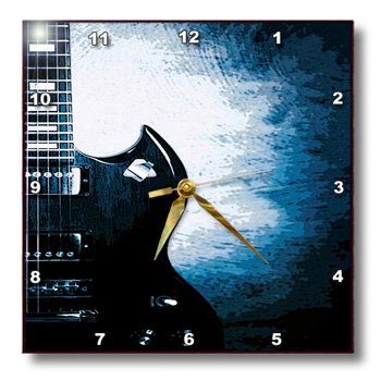 0888414636110 - 3DROSE DPP_100693_2 ABSTRACT ELECTRIC GUITAR IN BLUE-WALL CLOCK, 13 BY 13-INCH