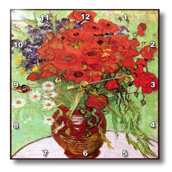 0888414639913 - 3DROSE DPP_119500_3 PICTURE OF VAN GOGH PAINTING POPPIES N DAISIES WALL CLOCK, 15 BY 15-INCH