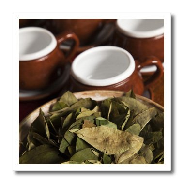 0888414649073 - 3DROSE HT_86965_3 PERU, CUZCO. COCA LEAVES AND TEA CUPS-SA17 BJA0152-JAYNES GALLERY-IRON ON HEAT TRANSFER FOR MATERIAL, 10 BY 10-INCH, WHITE