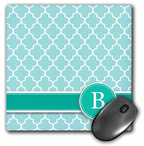 0888414735547 - 3DROSE PERSONALIZED LETTER B AQUA BLUE QUATREFOIL PATTERN TEAL TURQUOISE MINT MONOGRAMMED PERSONAL INITIAL MOUSE PAD (MP_154542_1)