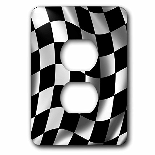 0888414768712 - 3DROSE LSP_155076_6 RACE FLAG BANNER CHECKER CHEQUER FINISH RACING MOTOR SPORTS WAVING LIGHT SWITCH COVER