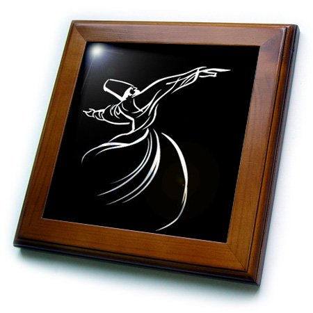 0888414798559 - 3DROSE FT_63146_1 WHIRLING DERVISH SUFI WHIRLING, MEDITATION, DERVISHES,REBIRTH,LOVE, ACRYLIC PAINTING, ISLAM, TURKISH FRAMED TILE, 8 BY 8-INCH