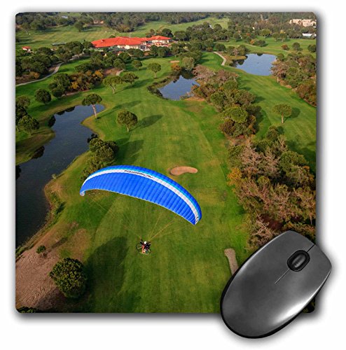 0888414875373 - 3DROSE PARAMOTOR FLYING OVER GOLF COURSE IN BELEK, ANTALYA, TURKEY - MOUSE PAD, 8 BY 8 INCHES (MP_187052_1)
