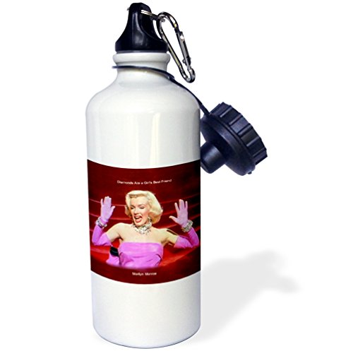 0888414897474 - 3DROSE WB_107176_1 MARILYN MONROE SINGING DIAMONDS ARE A GIRLS BEST FRIEND (TEXTURED) (PD-US) SPORTS WATER BOTTLE, 21 OZ, WHITE