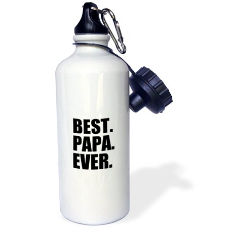 0888414900525 - 3DROSE WB_151489_1 BEST PAPA EVER-GIFTS FOR DADS-FATHER NICKNAMES-GOOD FOR FATHERS DAY-BLACK TEXT SPORTS WATER BOTTLE, 21 OZ, WHITE