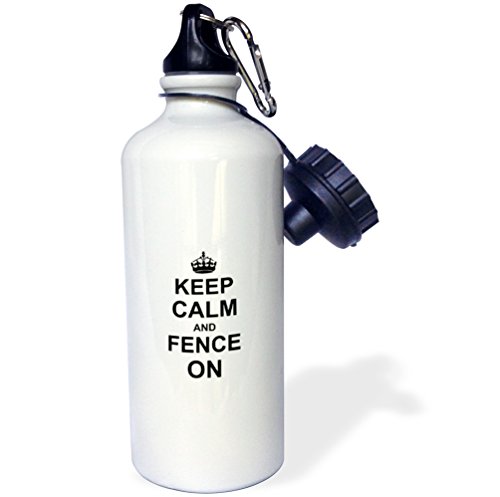 0888414901911 - 3DROSE WB_157719_1 KEEP CALM AND FENCE ON-CARRY ON FENCING-GIFT FOR FENCERS-SWORD FIGHTING SPORT FUN FUNNY HUMOR SPORTS WATER BOTTLE, 21 OZ, WHITE