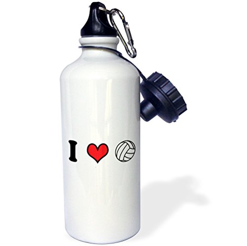0888414902451 - 3DROSE I LOVE VOLLEYBALL, SPORTS WATER BOTTLE, 21OZ