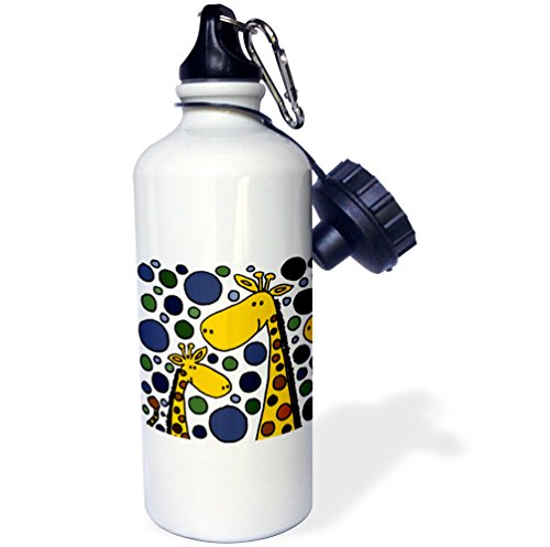 0888414909894 - 3DROSE WB_196242_1 FUNNY GIRAFFE FAMILY ABSTRACT SPORTS WATER BOTTLE, 21 OZ, WHITE