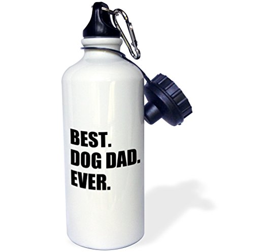 0888414975943 - 3DROSE WB_184992_1 BEST DOG DAD EVER FUN PET OWNER GIFTS FOR HIM ANIMAL LOVER TEXT SPORTS WATER BOTTLE, 21 OZ, BROWN