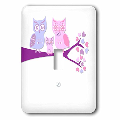 0888414979972 - JANNA SALAK DESIGNS WOODLAND CREATURES - CUTE OWL FAMILY WITH BABY GIRL - PURPLE AND PINK - LIGHT SWITCH COVERS - SINGLE TOGGLE SWITCH (LSP_128534_1)
