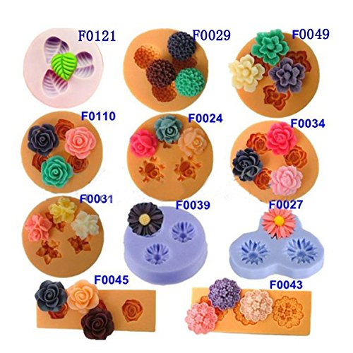 0888419074917 - CHOCOLATE JELLY 3D MINI SILICONE FONDANT DIY FLOWER CAKE MOLD .