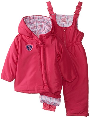 0888424563482 - US POLO ASSOCIATION BABY-GIRLS PLAID LINED POLYFILL PUFFER SNOWSUIT, PINK ROSE, 12 MONTHS