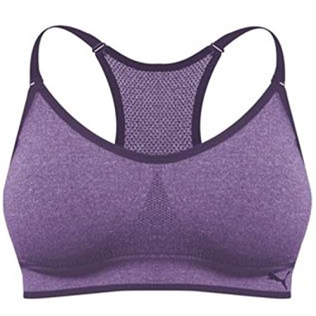 PUMA SEAMLESS SPORTS BRA WITH REMOVABLE CUPS, LARGE, GREY - GTIN