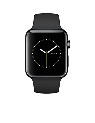 0888462079990 - APPLE - APPLE WATCH 42MM STAINLESS STEEL CASE - BLACK SPORTS BAND