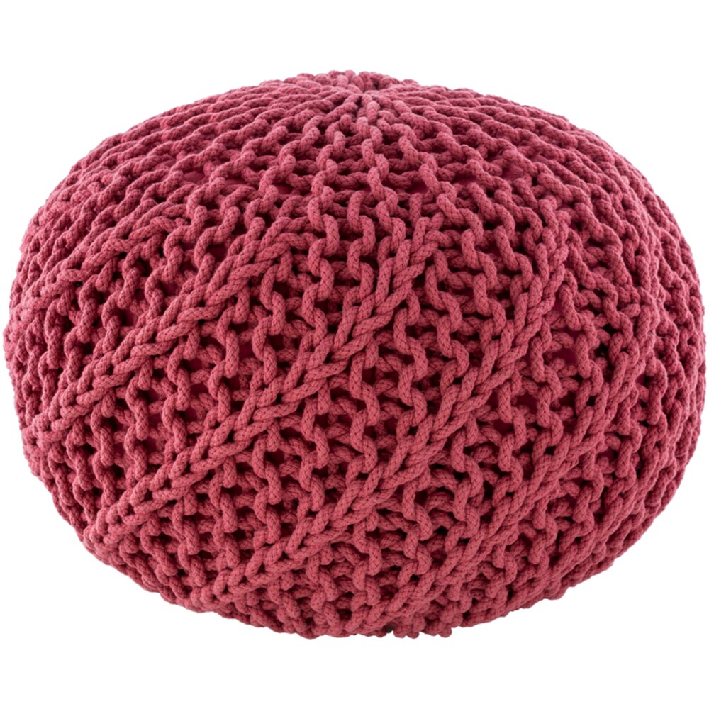 0088847392441 - SURYA MLPF011-202014 20 X 20 X 14 IN. MALMO KNITTED POUF, BRIGHT PINK