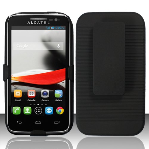 0888488008899 - FOR ALCATEL ONE TOUCH EVOLVE 5020T (T-MOBILE) RUBBERIZED HOLSTER W/ CLIP COMBO - BLACK HOLCB