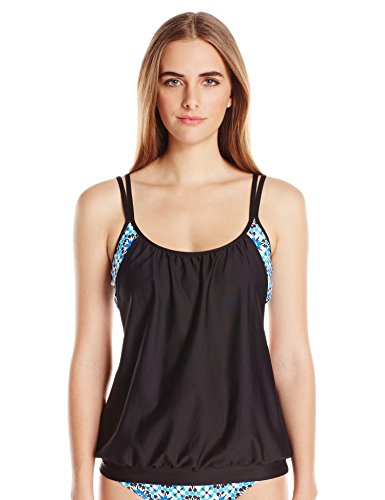0888491152732 - NEXT WOMEN'S WEEKEND WARRIOR DOUBLE UP TANKINI WITH BUILT IN SPORTS BRA WITH UPF 50, BLUE, 32B/C