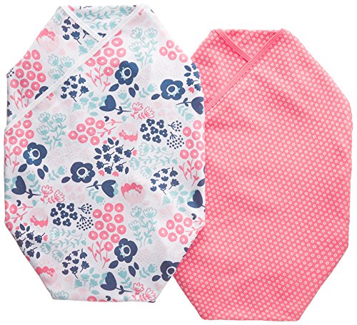 0888510001515 - CARTERS FLOWERS FINE & BOLD 2-PACK SWADDLE BLANKETS - PINK, ONE SIZE