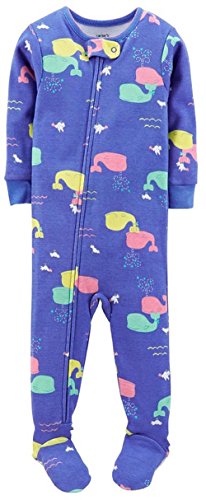 8885103883338 - CARTER'S BABY GIRLS' 1 PIECE PRINTED COTTON FOOTIE (12 MONTHS, PURPLE WHALES)