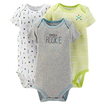 0888510446668 - CARTER'S JUST ONE YOU BABY BOYS' 3 PACK SPORTS BODYSUITS GREEN/GREY (NB)